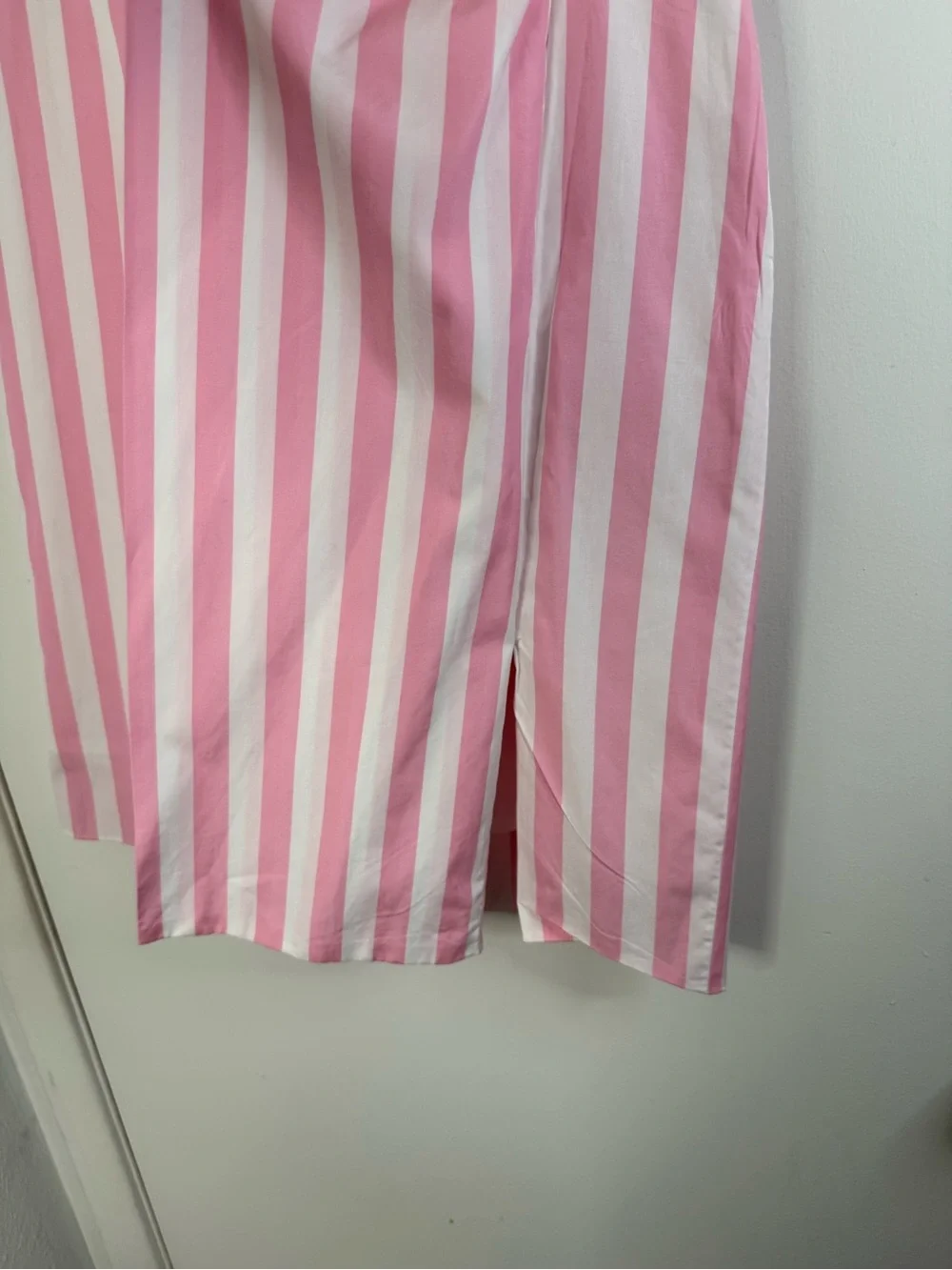 J.Crew, Thomas Mason, pink & white striped ruffle drape, cotton pencil skirt 8 - Picture 6 of 12
